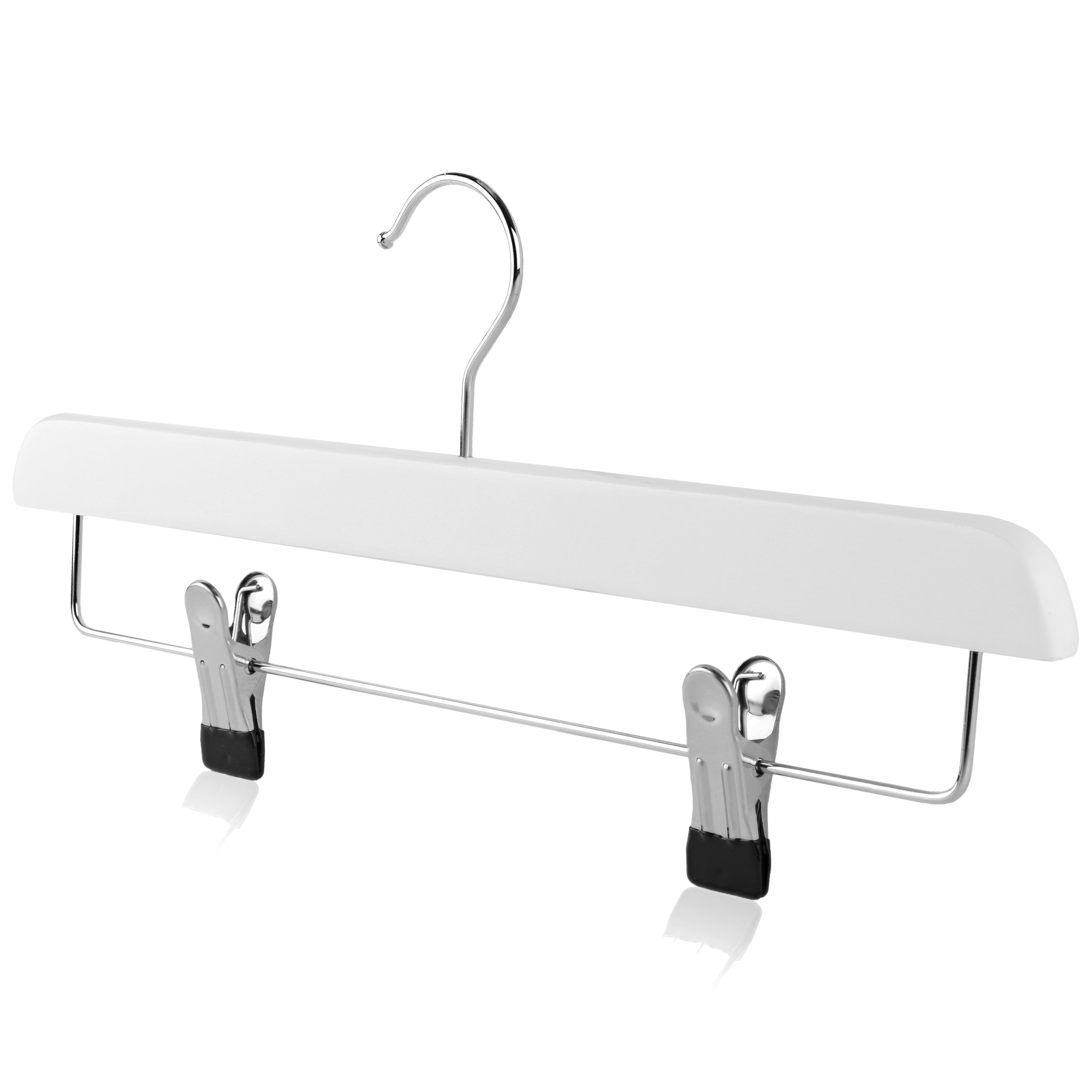 White Wooden Clip Hanger for Trousers and Skirts, 35cm White Wooden Clip Hanger for Trousers and Skirts, 35cm