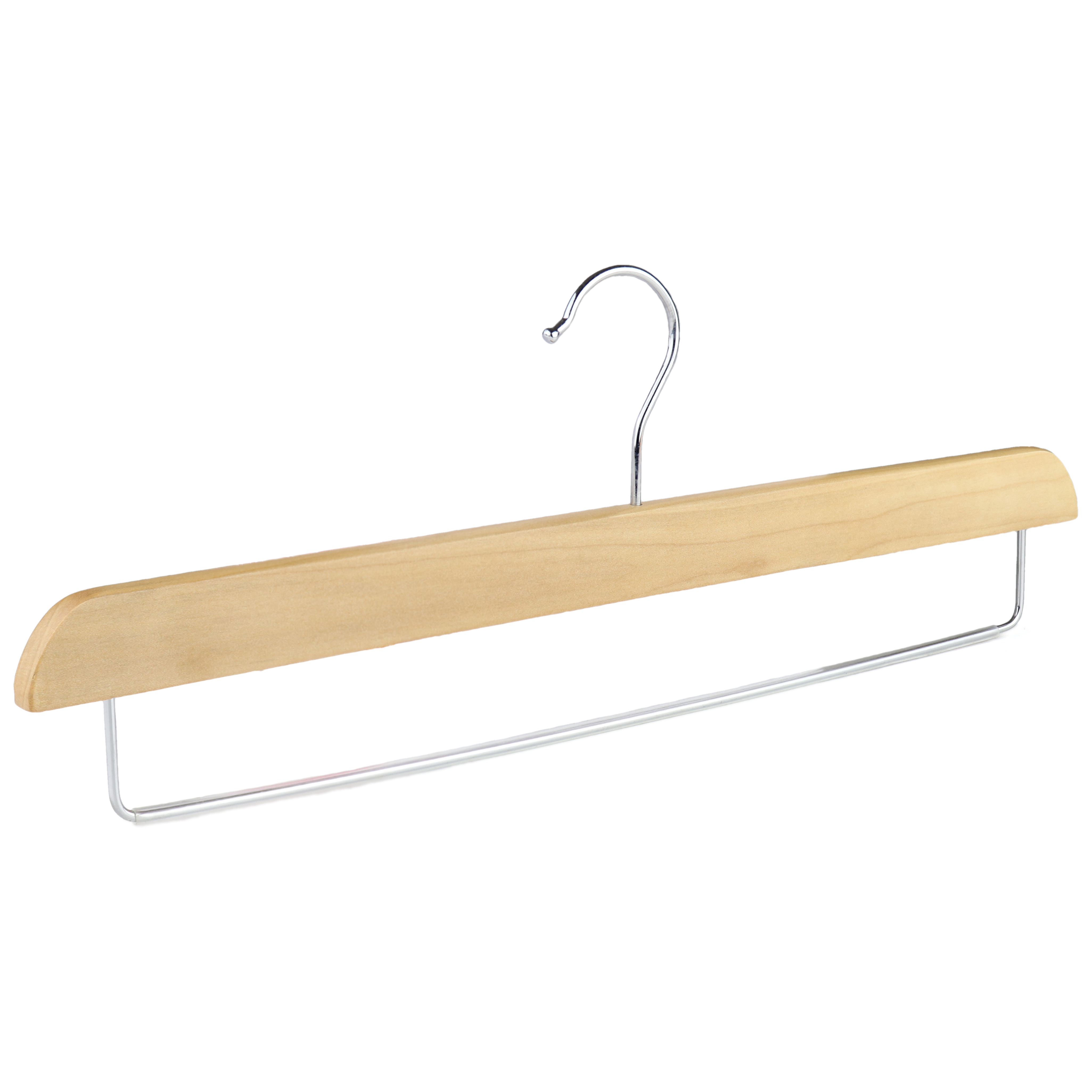 Wooden Trouser Hanger with NonSlip Bar, 39cm, Natural
