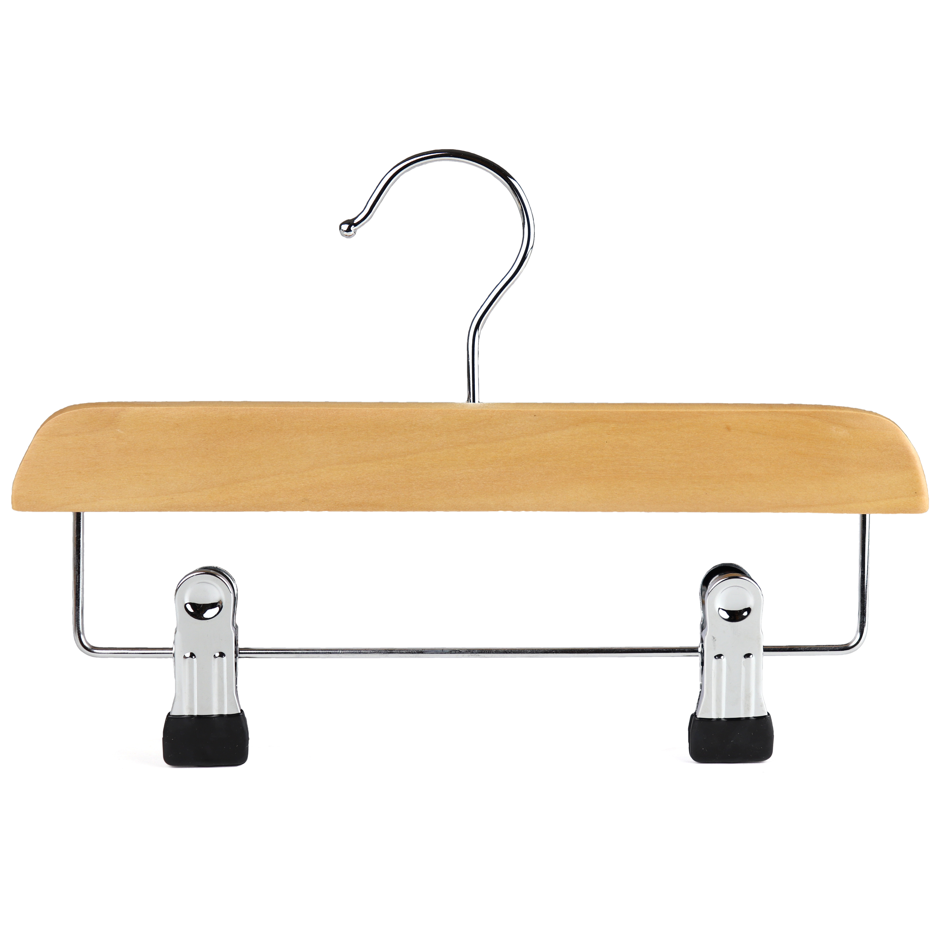 Wooden Child's Trouser Hanger with Clips, Natural Wood, 25cm