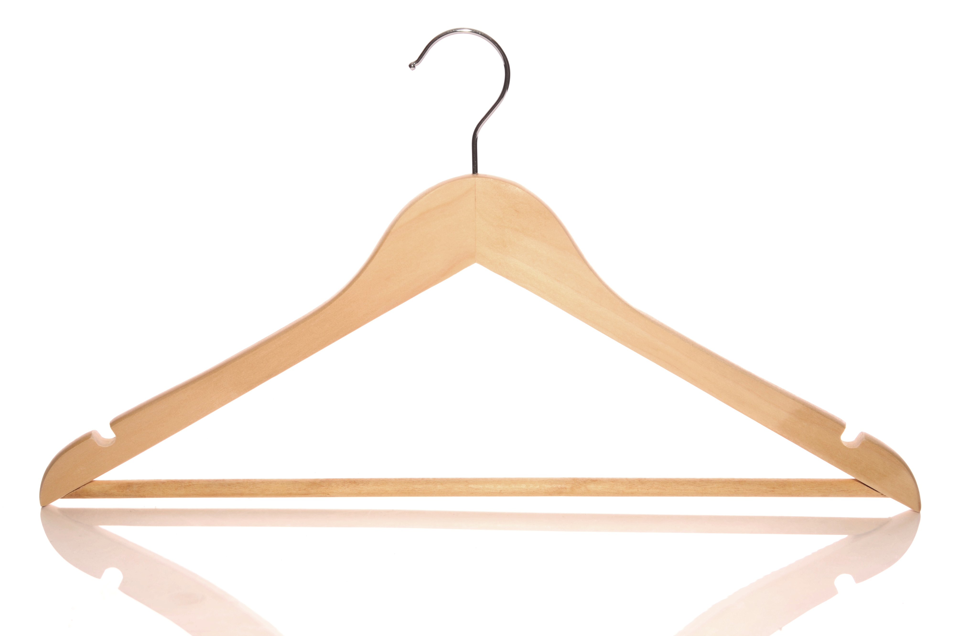 Natural Wooden Suit Hanger with Notches, Natural Wood, 44cm