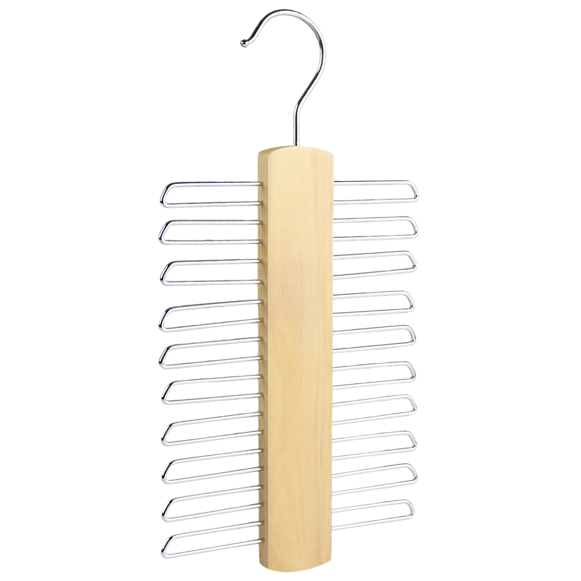 Tie Hanger/Rack in Wood, holds 20 Ties, Natural Wood